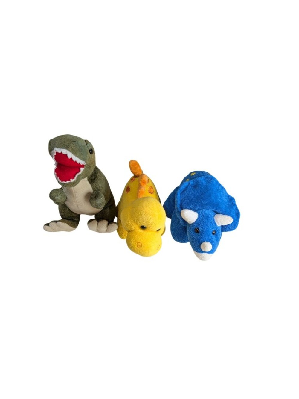 Vintage Playtex Plush Dinosaur Trio - T-Rex Stegosaurus Triceratops - Soft Toy S